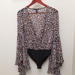 Forever 21 sheer leopard print bodysuit